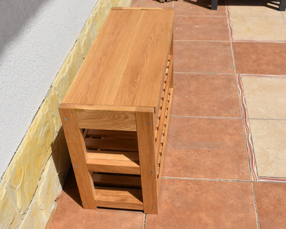 Oak Shoe Bench with Lift-Up Lid & Hidden Storage