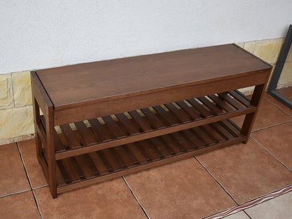 Handmade Solid Oak Entry Bench with Shoe Storage
