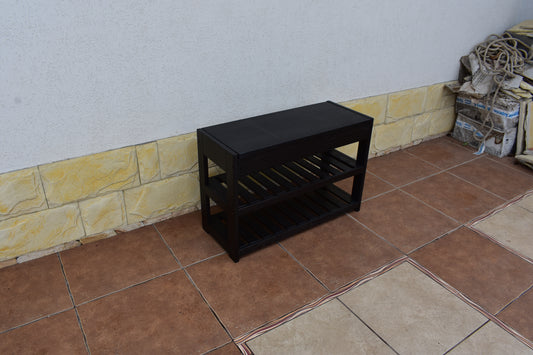 Handmade Solid Oak Entry Bench with Shoe Storage