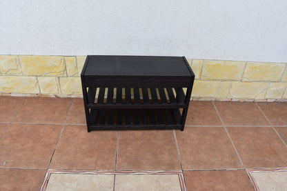 Handmade Solid Oak Entry Bench with Shoe Storage