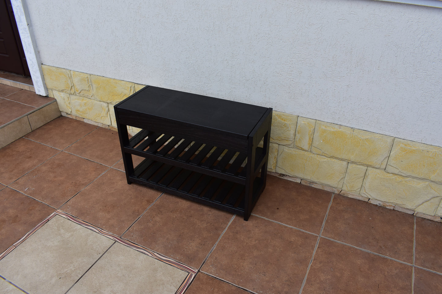 Handmade Solid Oak Entry Bench with Shoe Storage