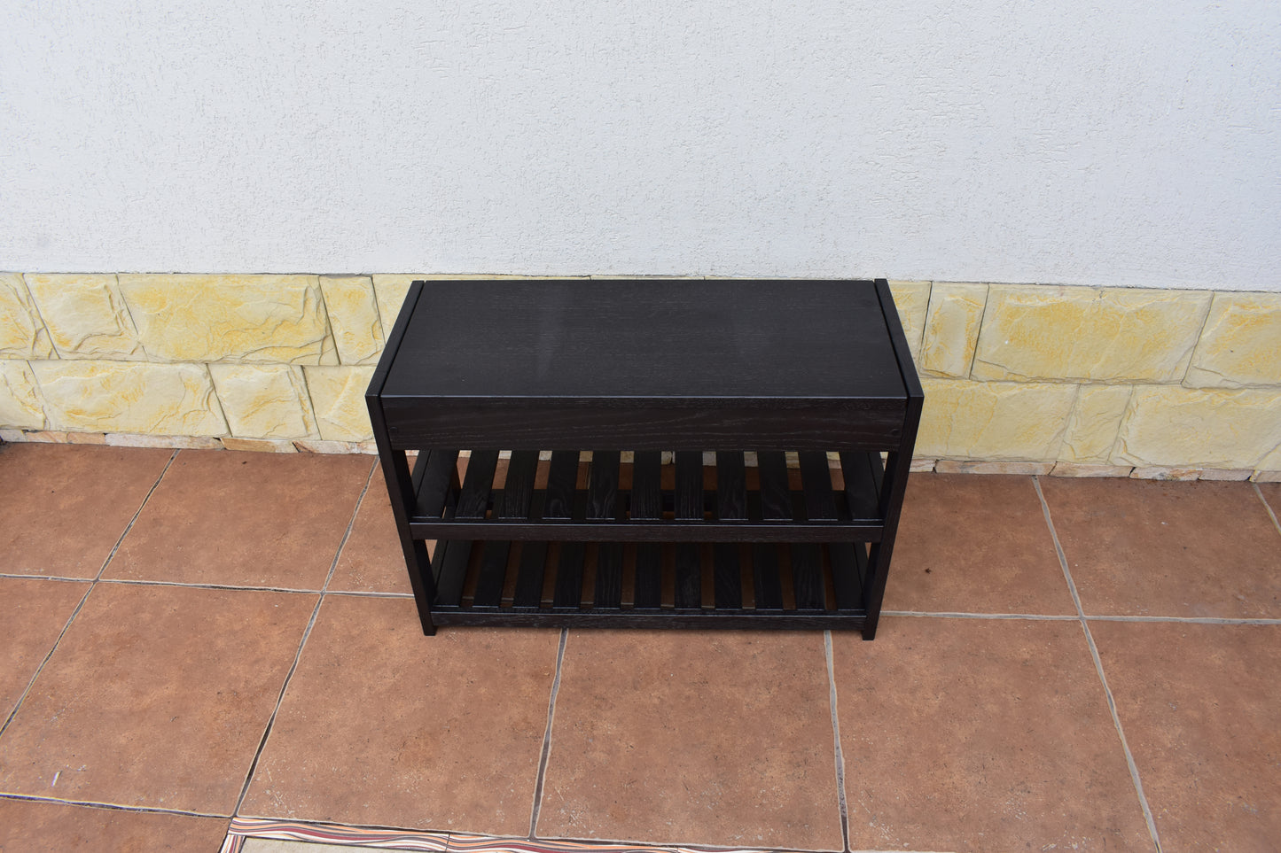 Handmade Solid Oak Entry Bench with Shoe Storage