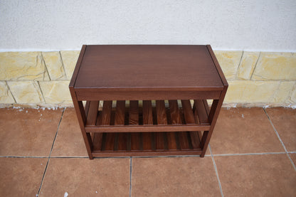 Solid Oak Shoe Rack Bench: Hallway Entryway Organizer