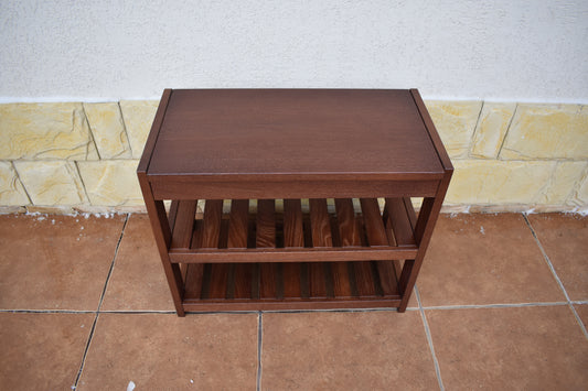 Solid Oak Shoe Rack Bench: Hallway Entryway Organizer